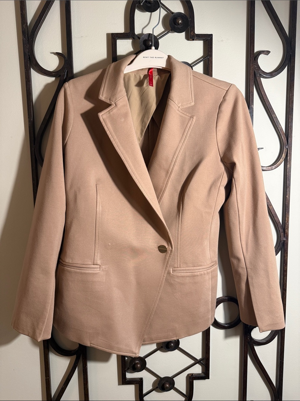 SPANX Perfect Asymmetrical Tailored BLAZER Size XL/16 Toffee Stretch Ponte